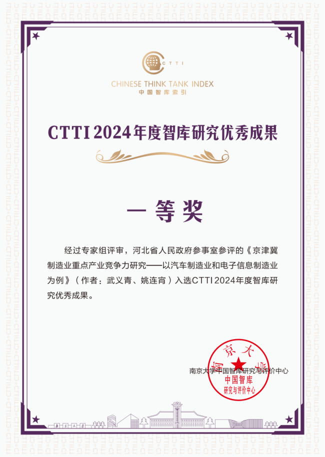 石家莊民建武義青研究成果榮獲“CTTI2024年度智庫研究優秀成果”一等獎.jpg